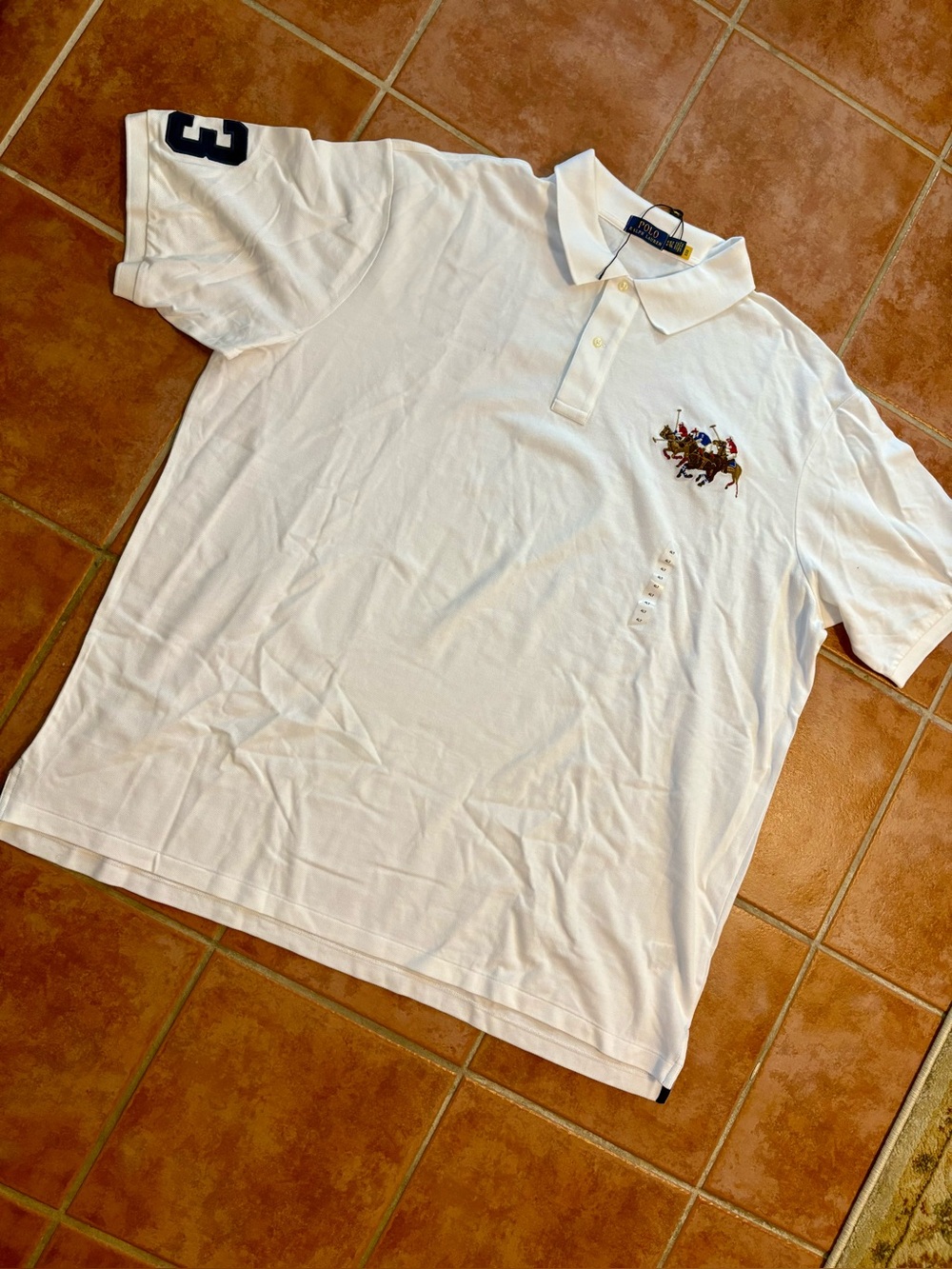Polo Ralph Lauren Mens 4XLT White Triple Pony 3 Mesh Polo Shirt NEW